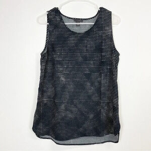 Halogen Blouse Womens Size Medium Black Gray Sleeveless Top